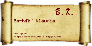 Barhó Klaudia névjegykártya